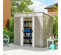 OUTSUNNY 6.5x4FT Garden Shed w/ Foundation Lockable Metal Tool Shed in Light Grey Outsunny Light Grey