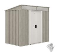 OUTSUNNY 6.5x4FT Garden Shed w/ Foundation Lockable Metal Tool Shed in Light Grey Outsunny Light Grey