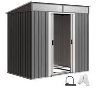 Outsunny 6.5x4FT Garden Shed Lockable Metal Tool Shed Grey