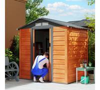 Outsunny 6.5x5.2ft Garden Shed Wood Effect Tool Storage Sliding Door Wood Grain