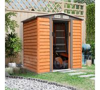 6x5ft Metal Garden Shed House Gardening Tool Storage Brown 193Lx152Wx203Hcm