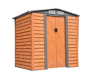 Outsunny 6.5x5.2ft Garden Shed Wood Effect Tool Storage Sliding Door Wood Grain