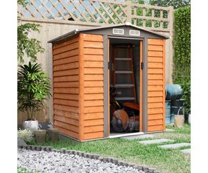 Outsunny 6.5X5.2Ft Garden Shed Wood Effect Tool Storage Sliding Door Wood Grain