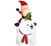 Outsunny 6.6FT Christmas Inflatable Santa Claus Riding on Polar Bear, Christmas Blow Up Outdoor LED Display for Garden Party