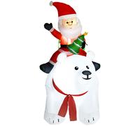Outsunny 6.6FT Christmas Inflatable Santa Claus Riding on Polar Bear, Christmas Blow Up Outdoor LED Display for Garden Party