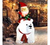 Outsunny 6.6Ft Christmas Inflatable Santa Claus W/ Polar Bear For Graden In White White