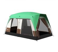 Outsunny 6-7 Man Camping Tent with 2 Rooms, 3000mm Waterproof Family Tent with Sewn in Groundsheet and Top Light Hook, Portable with Bag, for Fishing Hiking Festival, Green