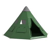 Outsunny 6-7 Person Large Family Party Camping Tent W/ Carrying Bag, Green, Green