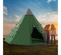 Outsunny 6-7 Person Large Family Party Camping Tent With Carrying Bag - Green