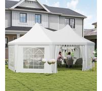 Outsunny 6.8 x 5m Garden Octagonal Gazebo Party Wedding Tent Heavy Duty Marquee, White