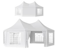 Outsunny 6.8 x 5m Octagonal Marquee Gazebo, Heavy Duty Wedding Party Tent with Sides and Doors, White White