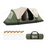 Outsunny 6 Man Camping Tent 2 Bedroom Tunnel Tent Waterproof | Large Family Tent, Rainfly, Screen Panels, Portable with Bag, Fishing, Hiking, Festival, 450L x 215W x 180H cm
