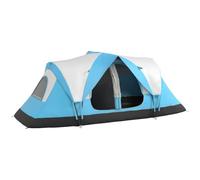Outsunny 6 Man Camping Tent 2 Bedroom Tunnel Tent Waterproof | Large Family Tent, Rainfly, Screen Panels, Portable with Bag, Fishing, Hiking, Festival, 450L x 215W x 180H cm
