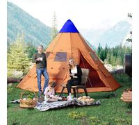 Outsunny 6-7 Person Large Family Party Camping Tent W/ Carrying Bag - Orange | TJ Hughes