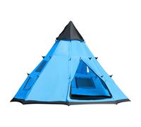Outsunny 6 Men Tipi Tent, Camping Teepee Family Tent with Mesh Windows Zipped Door Carry Bag, Easy Set Up for Hiking Picnics Outdoor Night, Blue