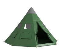 Outsunny 6 Men Tipi Tent, Teepee Tent w/Mesh Windows Sewn-in Floor | 2 Doors, Carry Bag, Easy Set Up, for Hiking Picnics Outdoor Night