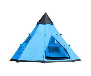 Outsunny 6 Men Tipi Tent, Teepee Tent w/Mesh Windows Sewn-in Floor | 2 Doors, Carry Bag, Easy Set Up, for Hiking Picnics Outdoor Night