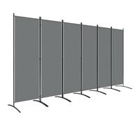 Outsunny 6 Panel Folding Room Divider, Freestanding Privacy Screen Wall with Wide Feet, Portable Paravent Partition Separator for Offices, Balcony, Outdoor Garden, Hot Tub, 332 x 172 cm, Dark Grey