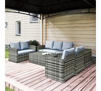 Outsunny 6 Pcs Patio Rattan Sofa Set Conversation Furniture Grey