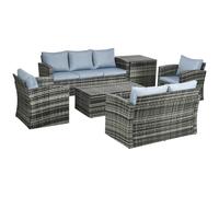 Outsunny 6 PCS Patio Rattan Sofa Set Conversation Furniture Grey