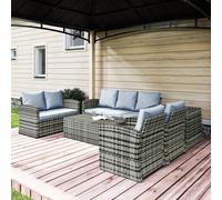 Outsunny 6 Pcs Patio Rattan Sofa Set Conversation Furniture Grey Grey