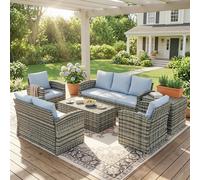 Outsunny 6 PCS Patio Rattan Sofa Set Conversation Furniture Grey