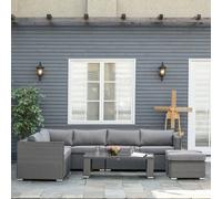 Outsunny 6 Piece Rattan Corner Sofa Set with Cushions, Grey