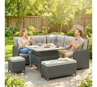 Outsunny 6 PCs Rattan Garden Furniture Sectional Corner Sofa, Dark Grey - Rattan sofa set - 6 - Galvanised metal, PE rattan, polyester