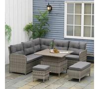 OUTSUNNY 6 PCs Rattan Garden Furniture Sectional Corner Sofa, Grey Outsunny Grey