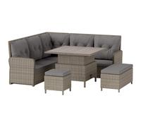 Outsunny 6 PCs Rattan Garden Furniture Sectional Corner Sofa, Light Grey