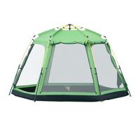 Outsunny 6 Person Pop Up Camping Tent, 2-Tier Design Backpacking Tent with 4 Windows 2 Doors Portable Carry Bag for Fishing Hiking, Green Green
