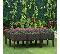OUTSUNNY 6-piece Elevated Flower Bed Vegetable Herb Planter Plastic in Brown Outsunny Brown