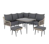 Outsunny 6 Piece Garden Furniture Set Garden Sofa With Cushions, Light Brown Light Brown