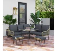 OUTSUNNY 6 Piece Garden Furniture Set Garden Sofa with Cushions in Light Grey Outsunny Light Grey