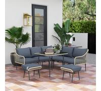 Outsunny 6 Piece Garden Furniture Set Garden Sofa With Cushions, Light Grey