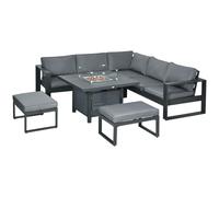 Outsunny 6-Piece Garden Furniture Set with Firepit Table Outdoor Sofa Aluminium