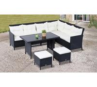 Outsunny 6 Piece Garden Rattan Effect Dining Sofa Set: Black