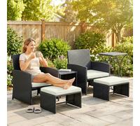 Outsunny 6 Piece Rattan Garden Furniture Set With Nesting Tables In Grey