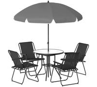 Outsunny 6 Pieces Garden Furniture Set With Parasol, Folding Chairs, Black Black