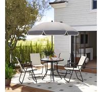 Outsunny 6 Pieces Garden Furniture Set With Parasol, Folding Chairs, Cream