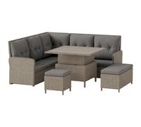 Outsunny 6 Pieces Outdoor PE Rattan Garden Furniture, Patio Wicker Sectional Conversation Corner Sofa w/ Soft Padded Cushion & Liftable Coffee Table, Light Grey Light Grey