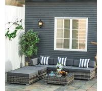Outsunny 6 Pieces Rattan Furniture Set Conservatory Sofa Deluxe Wicker Garden