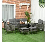 Outsunny 6 Pieces Rattan Garden Furniture Sofa Set With Cushions In Grey