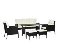 Outsunny Rattan Garden Furniture Sofa Set, 2 Armchairs 2 Table Grey - Black - White
