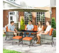 Outsunny 6 Pieces Rattan Garden Furniture Sofa Set with Cushions, Orange