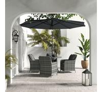 Outsunny 6 Pieces Rattan Garden Furniture with Umbrella, Cushions - Mix Grey