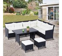 Outsunny 6 Pieces Sofa Set Furniture Rattan Cushion Seat Wicker Black Garden Black