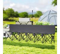Outsunny 6 Seater Folding Bench Camping Chair with Cup Holder, Charcoal Grey, Grey
