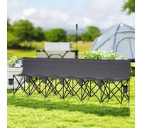 Outsunny 6 Seater Folding Bench Camping Chair With Cup Holder, Charcoal Grey