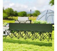 Outsunny 6 Seater Folding Bench Camping Chair With Cup Holder, Green